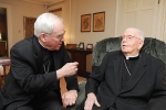 Bishop Richard J. Malone stops in to visit Auxiliary Bishop Emeritus Bernard McLaughlin at Bishop McLaughlin