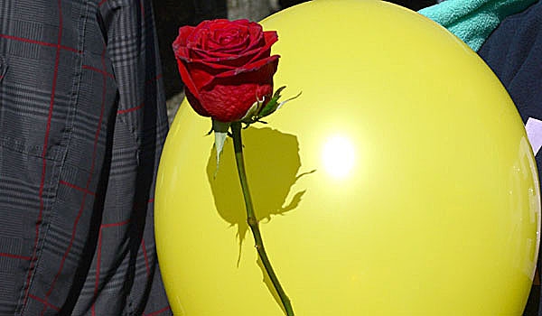 Patrick McPartland - A red rose and yellow balloon, symbols of the Respect Life movement. 