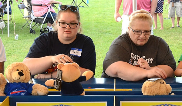 Molly Sheehan (left) and her mother Heidi Sheehan try their luck at the 