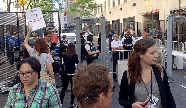 People needed to pass heavy security measures to get near papal events in New York City.