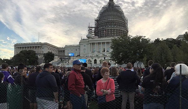 Spectators filled the area surrounding the Capitol building hoping to catch a glimpse of Pope Francis in Washington, D.C.