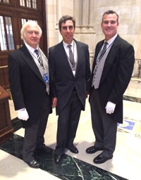 Ushers at St. Patrick's Cathedral sporting tails for evening prayer with Pope Francis.