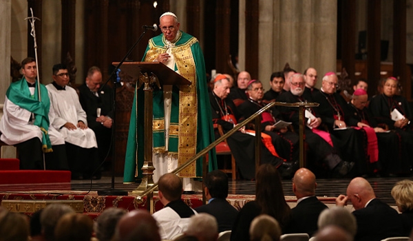 Pope Francis addresses those at St. Patrick's Cathedral