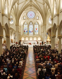 Hundreds fill St. Joseph's Cathedral to witness the installation of Bishop Edward Kmiec as the 13th Bishop of the Diocese of Buffalo.