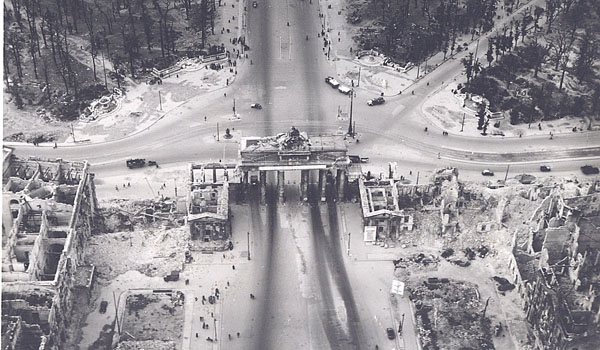A bombed out Brandenburg Gate in downtown Berlin was photographed by Dick Jeffers took while he worked as a photographer for the 9th Air Force Service Group during World War II.(Courtesy of Dick Jeffers)