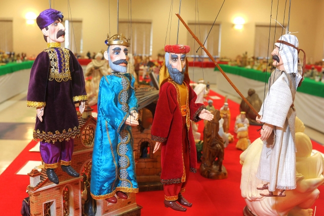 Marionettes of the Three Wise Men and Joseph (right) come from Slovakia.
(Patrick McPartland/Staff Photographer)