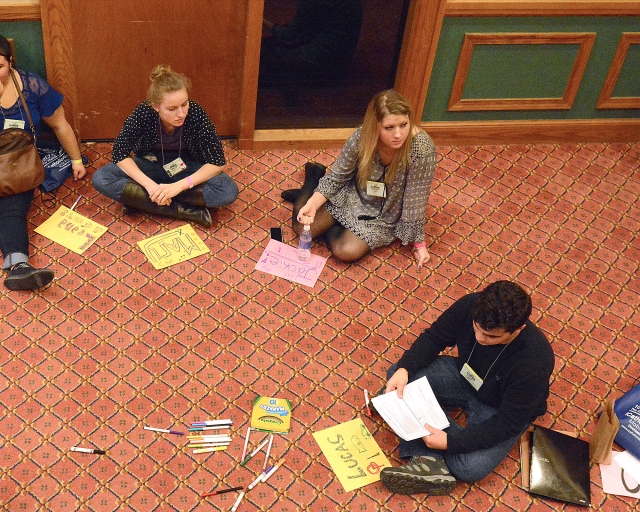 Conventioneers work in small groups at the 64th Annual Diocesan Youth Convention.