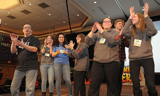 Conventioneers dance and sing at the 64th Annual Diocesan Youth Convention.