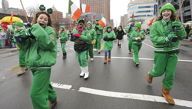 The St. Mark's Drill team is all smiles at the 2010 St. Patrick's Day Parade.