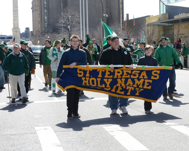The Holy Name Society from St. Teresa Church at the 2016 St. Patrick's Day Parade.