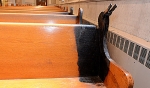 Pews were damaged by a fire inside St. Joseph Cathedral on Friday morning. (Photo by Patrick McPartland)