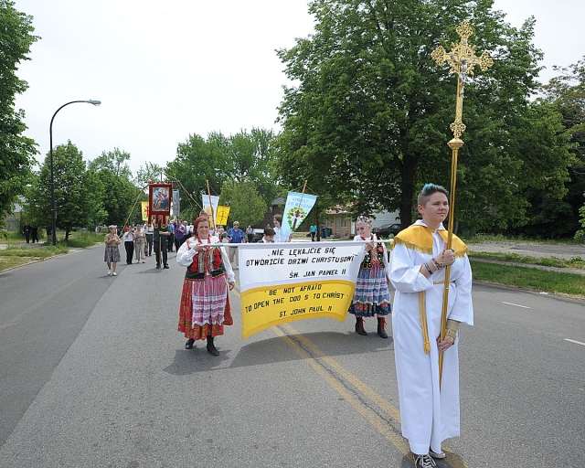 Corpus Christi procession from St. Stanislaus Church to Corpus Christi Church in Buffalo. The procession stopped at four altars along the way.