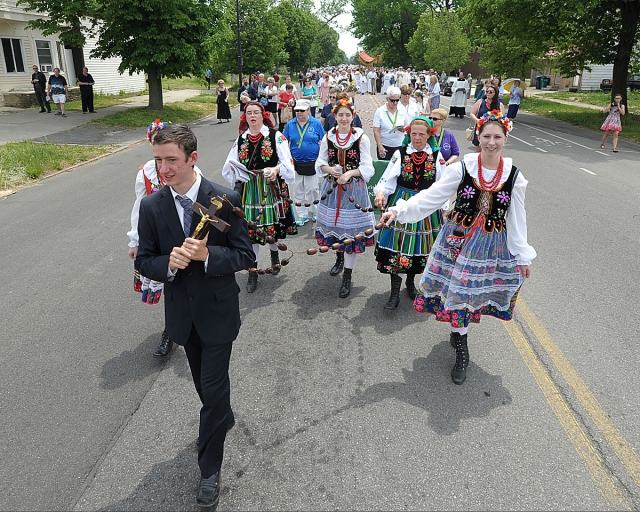 Corpus Christi procession from St. Stanislaus Church to Corpus Christi Church in Buffalo. The procession stopped at four altars along the way.