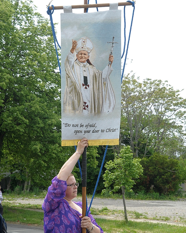 Corpus Christi procession from St. Stanislaus Church to Corpus Christi Church in Buffalo. The procession stopped at four altars along the way.