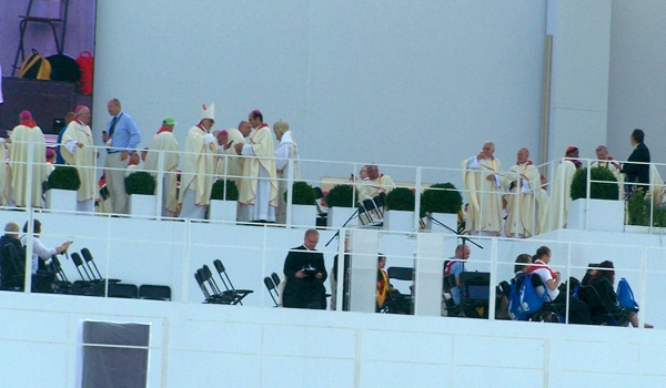 Priests and bishops prepare to concelebrate Mass with Pope Francis, during the closing Mass of World Youth Day 2016 in Krakow, Poland. (Patrick J. Buechi/Staff)