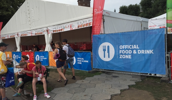 Food tents and concerts were a part of the opening ceremonies of World Youth Day 2016 in Krakow, Poland. and opening Mass, celebrated by Cardinal Stanislaw Dziwisz and dozens of other clergy, took place in Krakow's Blonia Park on July 26. (Patrick J. Buec