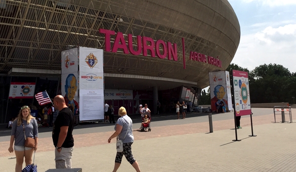 Krakow's Tauron Arena will be the main site for catechesis, speakers and concerts during World Youth Day for English-speaking pilgrims. July 27 marked the first full day of WYD 2016. (Patrick J. Buechi/Staff)