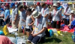 Buffalo pilgrims kneel in prayer Krakow