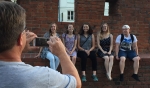 John Lipka takes a photo of his pilgrims from Our Lady of the Sacred Heart Orchard Park. (Patrick J. Buechi/Staff)