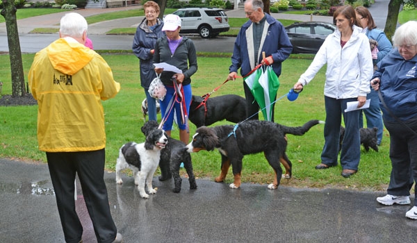 Bishop Richard J. Malone blesses pets outside his residence to honor the feast of St. Francis of Assisi. 
(Patrick McPartland/Staff Photographer)