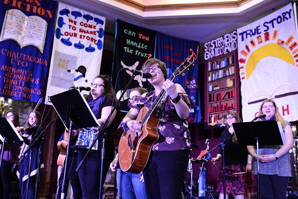 Young people provided the music for the closing liturgy of the 66th annual Diocesan Youth Convention. The convention was held over three days at the Adam's Mark Hotel. (Patrick McPartland/Managing Editor)